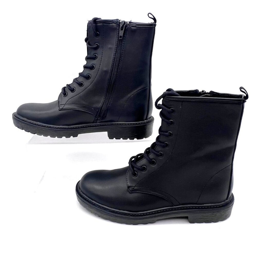 Mudd Combat Boots Womens Size 6 Black Faux Leather Style MDMonti New In Box - Picture 9 of 16